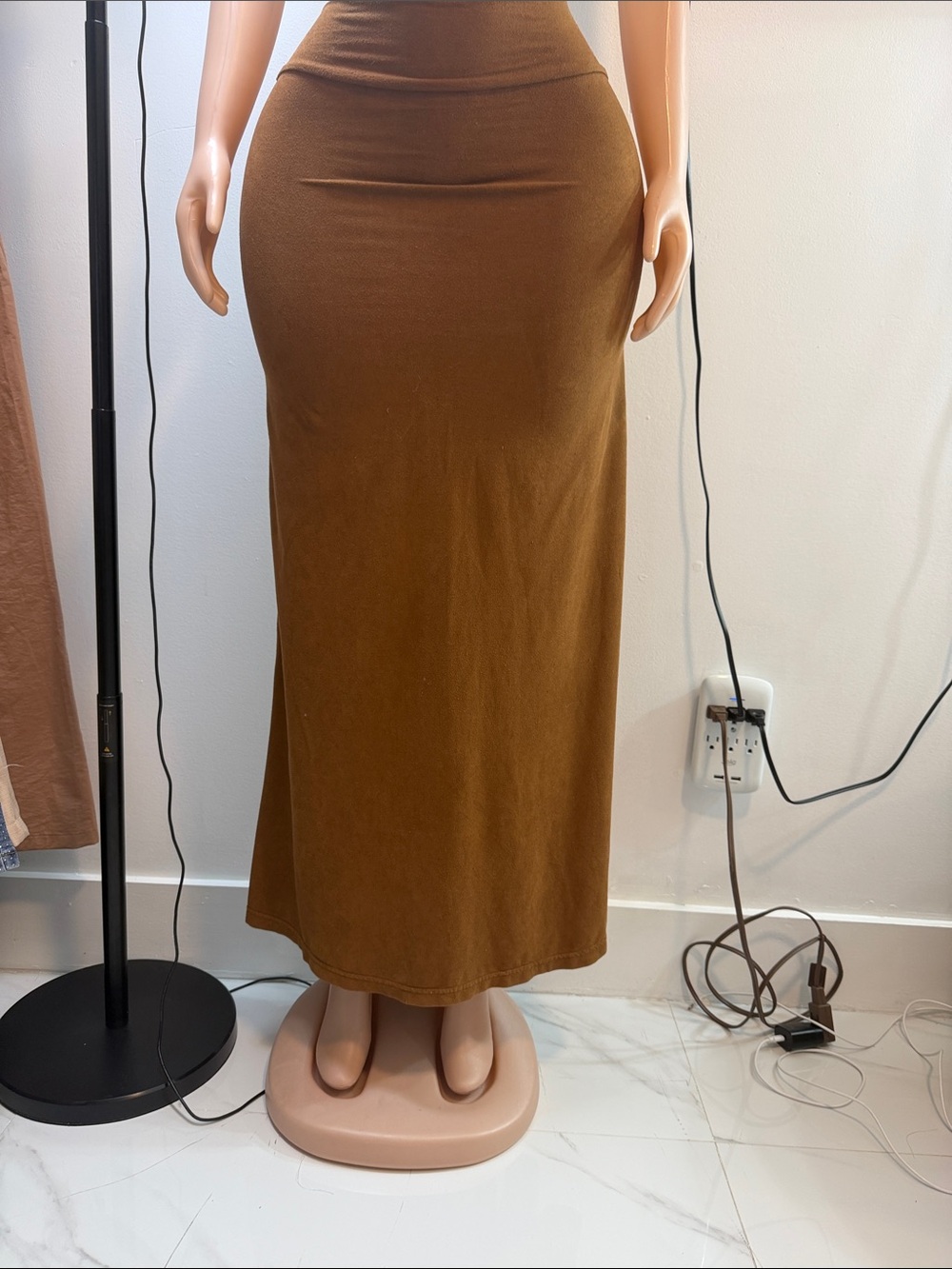 Women's Brown Maxi Skirt - Sleek High-Waist Style